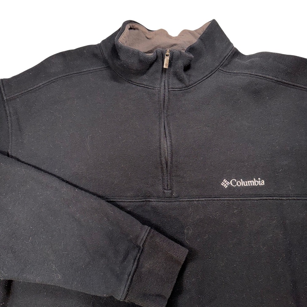 Columbia Mens Quarter Zip Pullover Sweatshirt Black‎ Fleece Lined Large RN69724